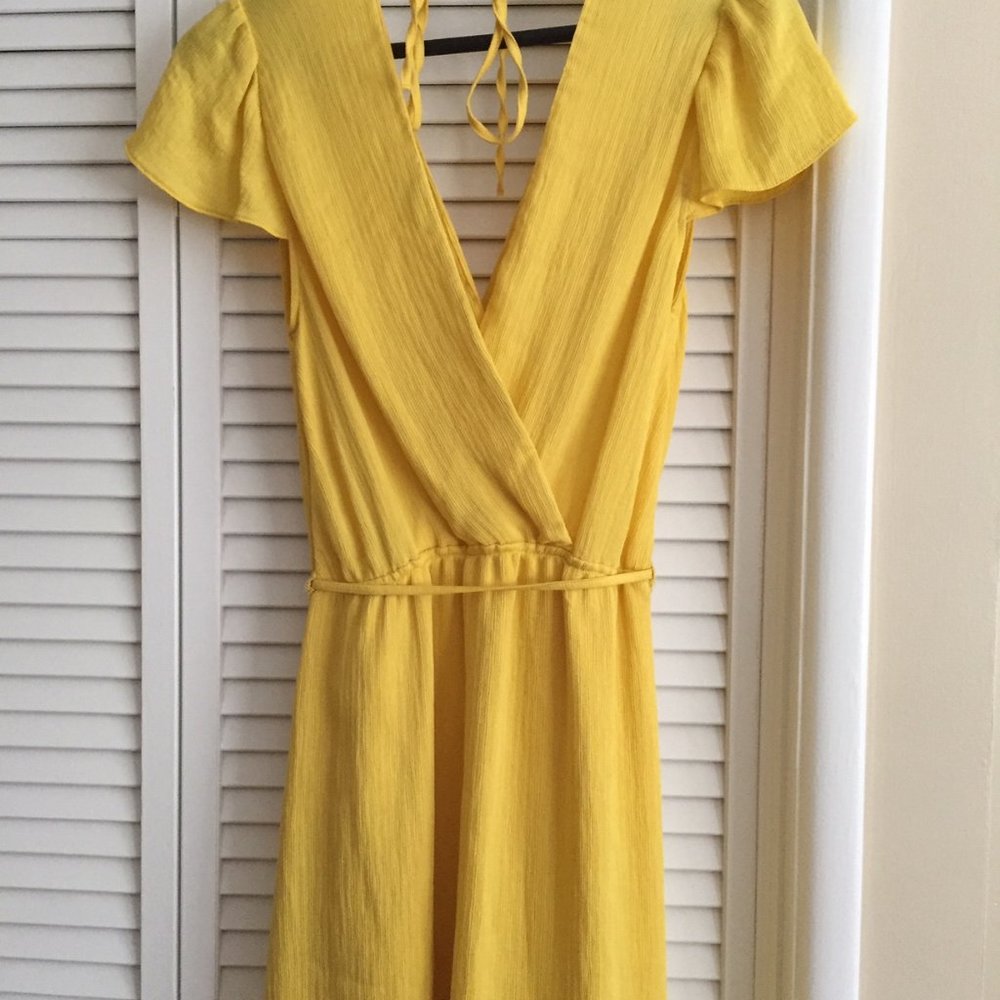 Yellow Ruffle Side Slit Dress - Picture 3 of 6